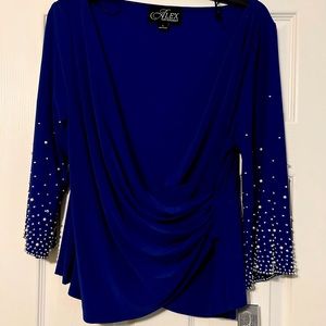 NWT!! Rich Royal Blue Alex Evenings blouse